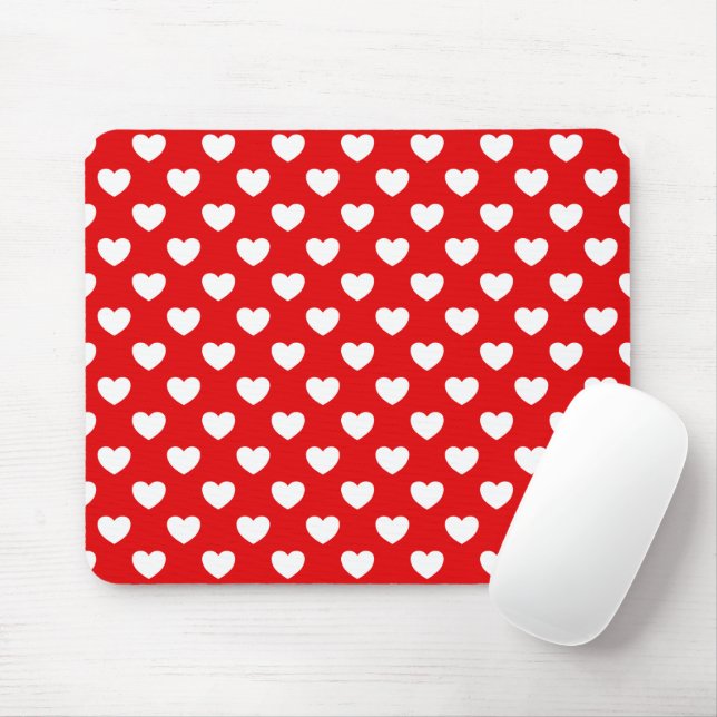 Mousepad Corações Vermelho E Branco Flashy Negrito (Com mouse)