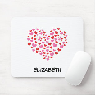 Mousepad Corações Vermelho E Rosa Adicione seu nome