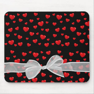 Mousepad corações vermelhos e arco a preto