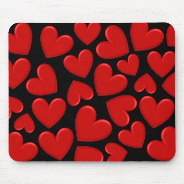 Mousepad Corações Vermelhos Puffy (Frente)