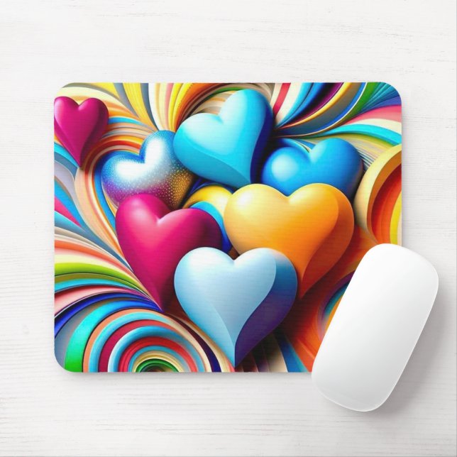 Mousepad Corações Vibrantes (Com mouse)