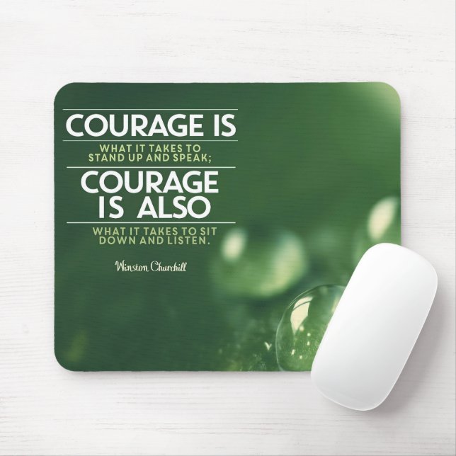 Mousepad "Coragem" Winston Churchill Cotação Inspiracional (Com mouse)