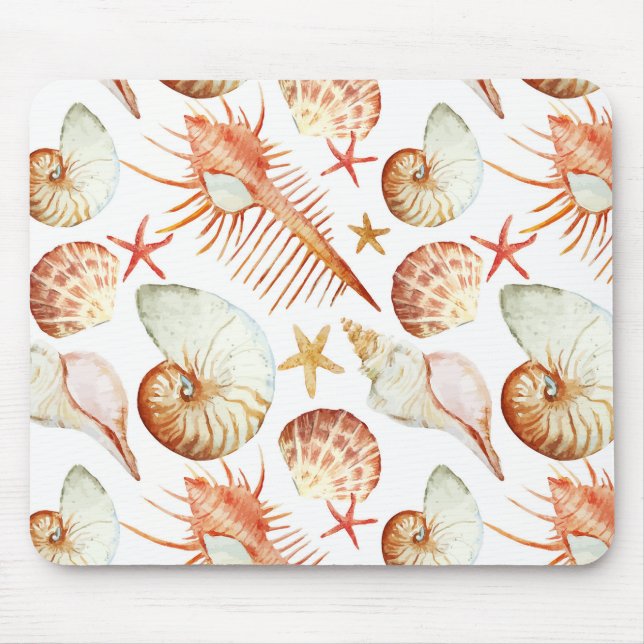 Mousepad Coral Com Conchas E Caranguejos (Frente)