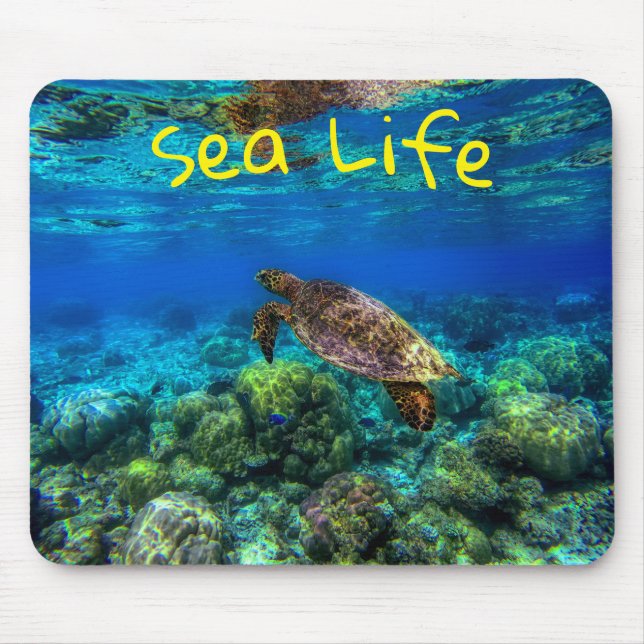 Mousepad Coral de Tartaruga do Mar Tropical (Frente)