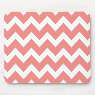 Mousepad Coral e Chevron Branco