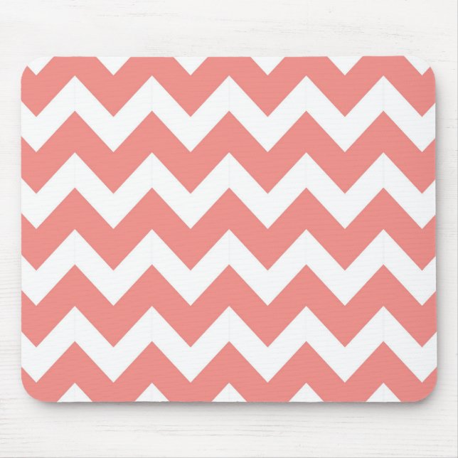 Mousepad Coral e Chevron Branco (Frente)