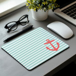 Mousepad Coral e costelas náuticas e coral<br><div class="desc">Preparar faixas náuticas horizontais e âncora de cuta. Isso seria um presente muito bonito para uma garota de irmandade!</div>