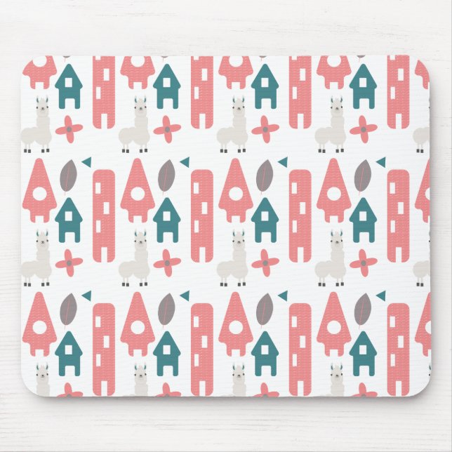 Mousepad Coral Green Llama Alpaca Animal Homs (Frente)