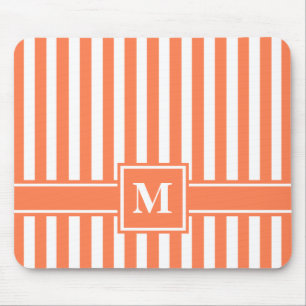 Mousepad Coral Modern Stripe com Monograma