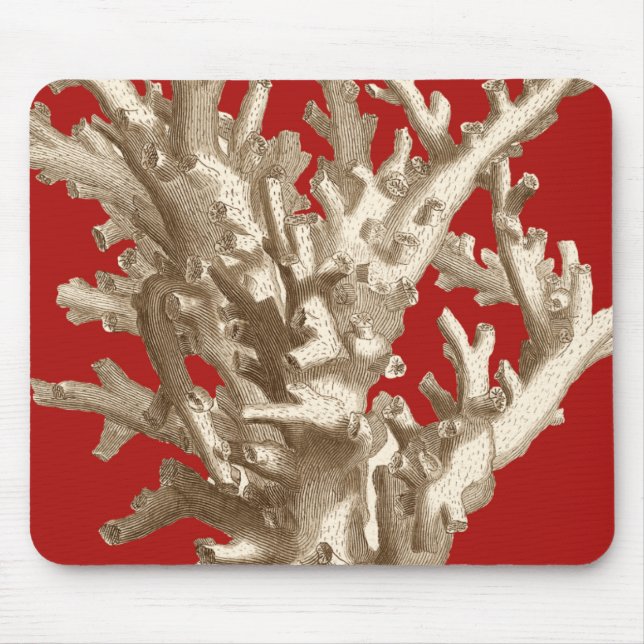 Mousepad Coral pequeno em vermelho (Frente)