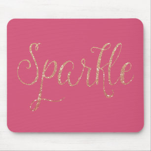 Mousepad Coral rosa e cintilação falsa Dourada