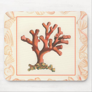 Mousepad Coral Vermelho com Borda Conch Shell