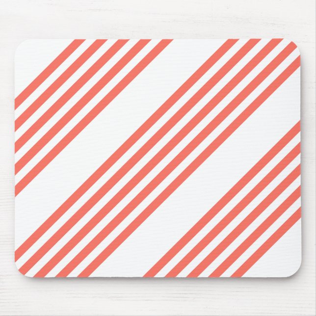 Mousepad Coral vivo e padrão branco de cinco faixas (Frente)