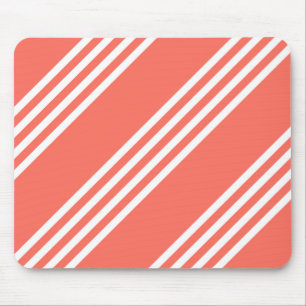 Mousepad Coral vivo e padrão branco de quatro faixas