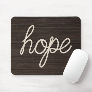 Mousepad Corda Esperança Texto Em Madeira Escura