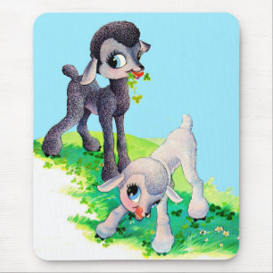 Mousepad cordeiro branco preto
