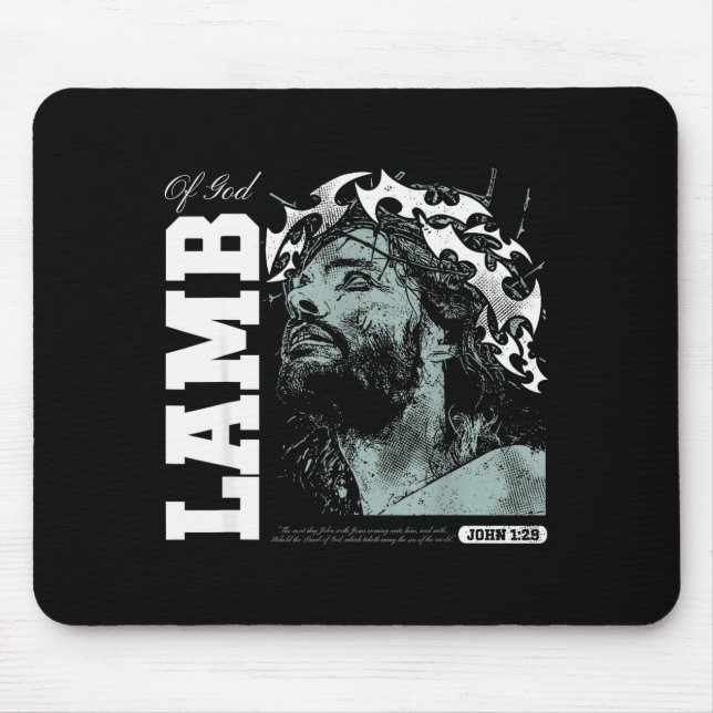 Mousepad Cordeiro de Deus - Versículo Bíblico Cristão Fé (Frente)