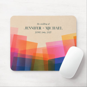 Mousepad Cores abstratas rosa roxo azul casamento