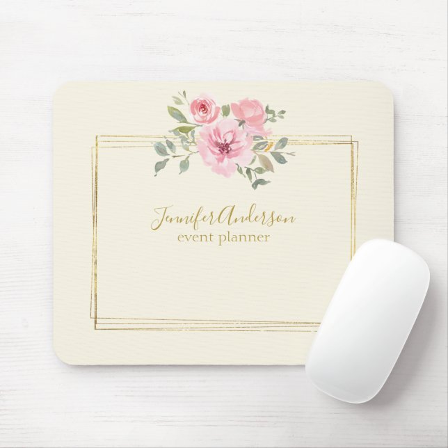 Mousepad Cores Aquáticas Flor Lush Blush Cor-de-rosa (Com mouse)