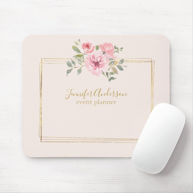 Mousepad Cores Aquáticas Flor Lush Blush Cor-de-rosa (Com mouse)