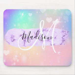 Mousepad Cores Coloridas de Unicórnio Corações Arco-Íris Mo