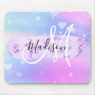 Mousepad Cores Coloridas de Unicórnio Corações Arco-Íris Mo
