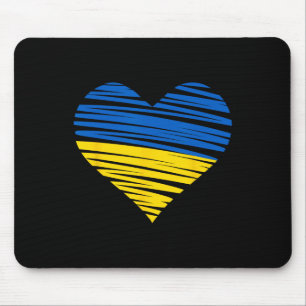 Mousepad Cores da Bandeira do Coração Ucraniano Azul Amarel
