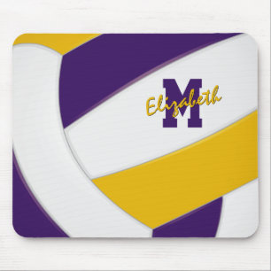 Mousepad cores da equipe roxo dourado volei infantil monogr