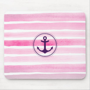 Mousepad Cores d'água cor-de-rosa-chic Ancoragem náutica de