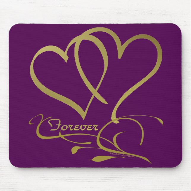Mousepad Cores de fundo editáveis Forever Hearts Gold (Frente)