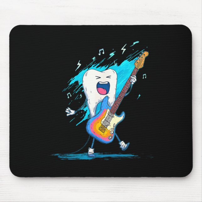 Mousepad Cores legais e dente balançando com guitarra elétr (Frente)