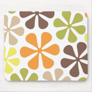 Mousepad Cores retros das grandes flores abstratas