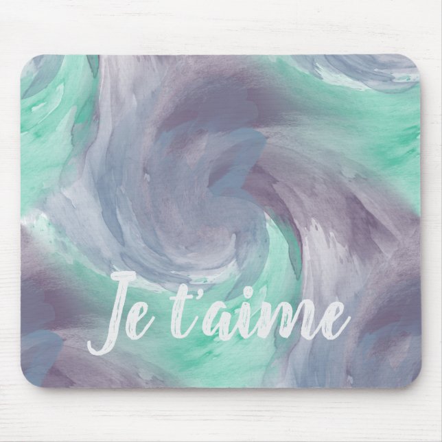 Mousepad Cores Verdes Púrpuros, Tie-Dye, Aquarelas no Amor (Frente)