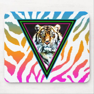 Mousepad Corey Tiger 80s Vintage Neon Triangles Tiger Face