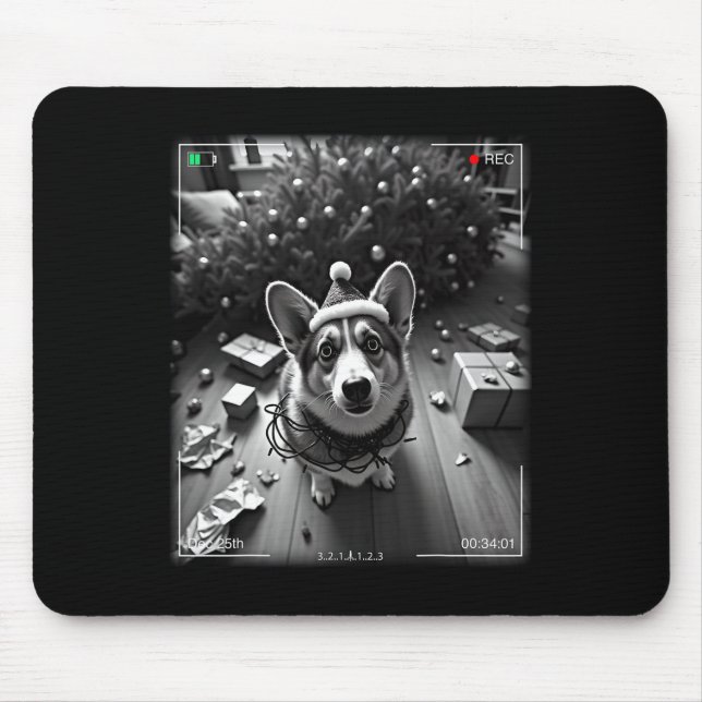 Mousepad Corgi de Natal Flagrado pela Câmera  (Frente)