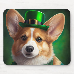Mousepad Corgi de vestido de dia de São Patrício