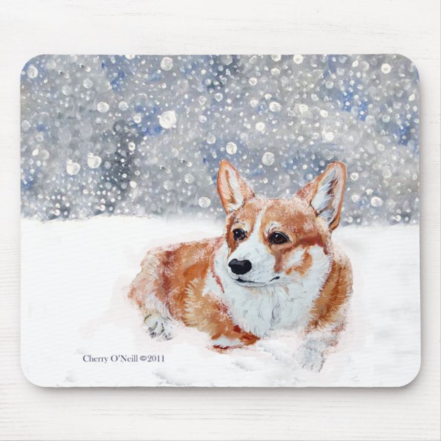 Mousepad Corgi do inverno (Frente)