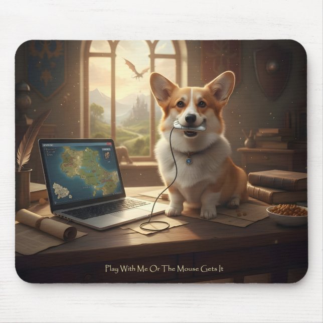 Mousepad Corgi e Rato (Frente)