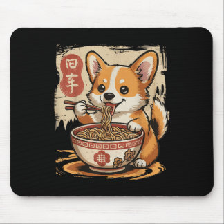 Mousepad Corgi Eating Ramen