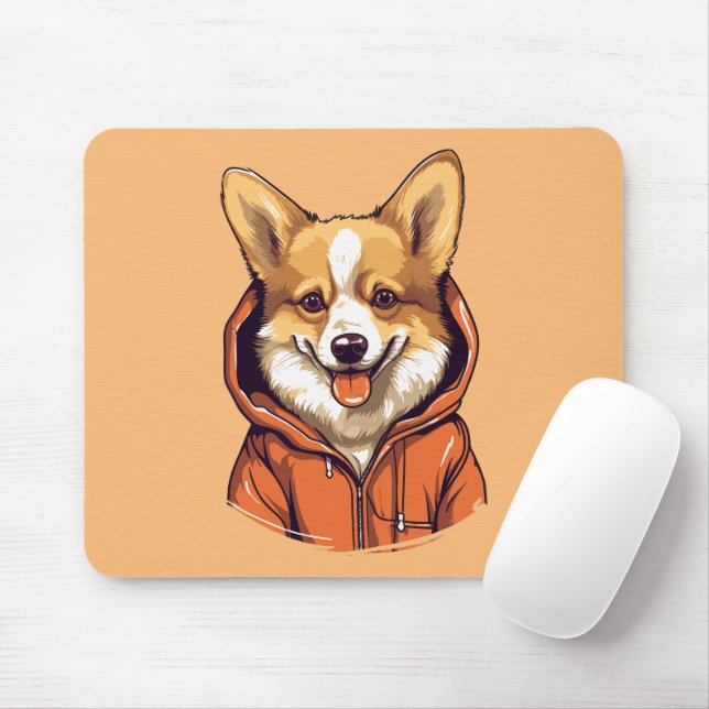 Mousepad Corgi Engraçado Vestindo Moletom (Com mouse)