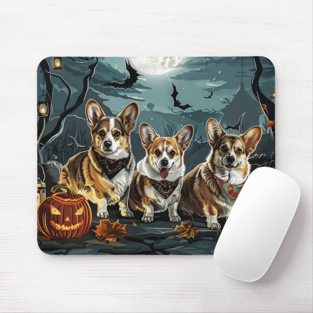Mousepad Corgi Halloween Assustador (Com mouse)