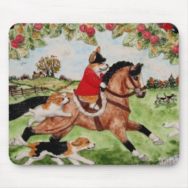 Mousepad Corgi Huntsman dirige-se a Hounds (Frente)