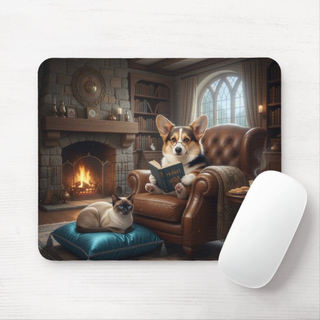 Mousepad Corgi lê para gato (Com mouse)