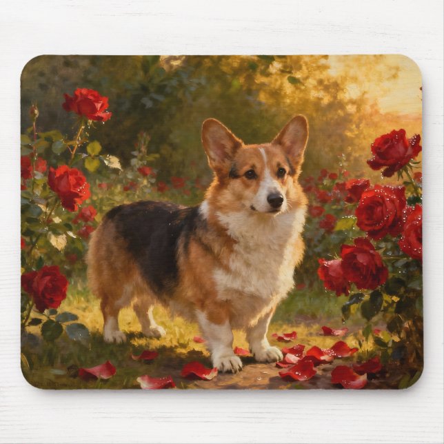 Mousepad Corgi nas Rosas V (Frente)