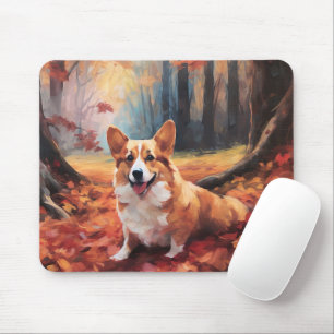 Mousepad Corgi no outono Folhas caem inspiração
