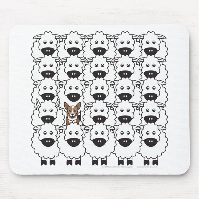 Mousepad Corgi nos carneiros (Frente)