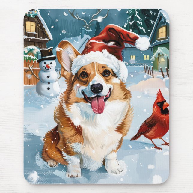 Mousepad Corgi Winter Wonderland Christmas Joy (Frente)
