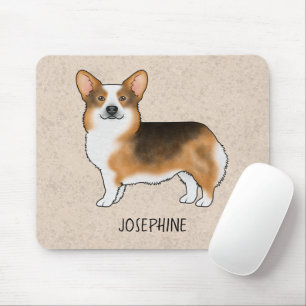 Mousepad Corgue galês Pembroke Tricolor de Cabeça Vermelha