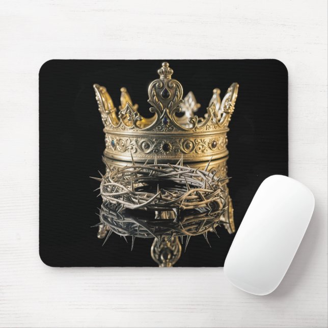 Mousepad Coroa de Espinhos Com Coroa de Ouro do Rei (Com mouse)