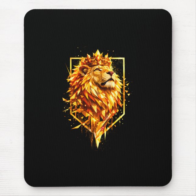 Mousepad Coroa de Leão de Fogo Geométrico (Frente)
